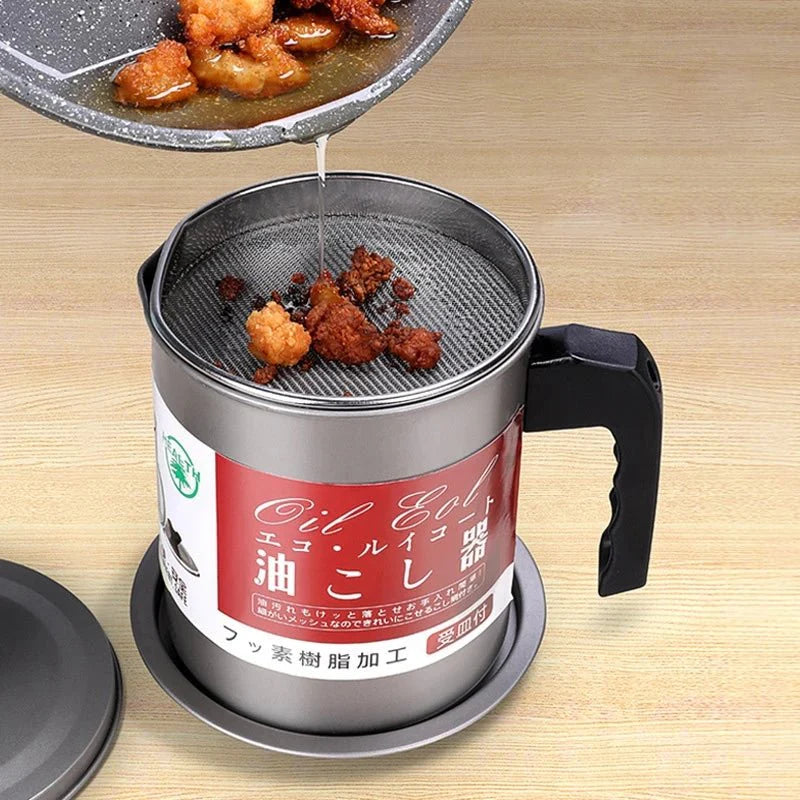 Smart Oil Filter Pot with Stainless Steel Strainer