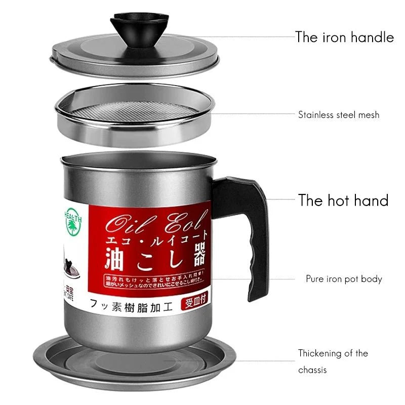 Smart Oil Filter Pot with Stainless Steel Strainer